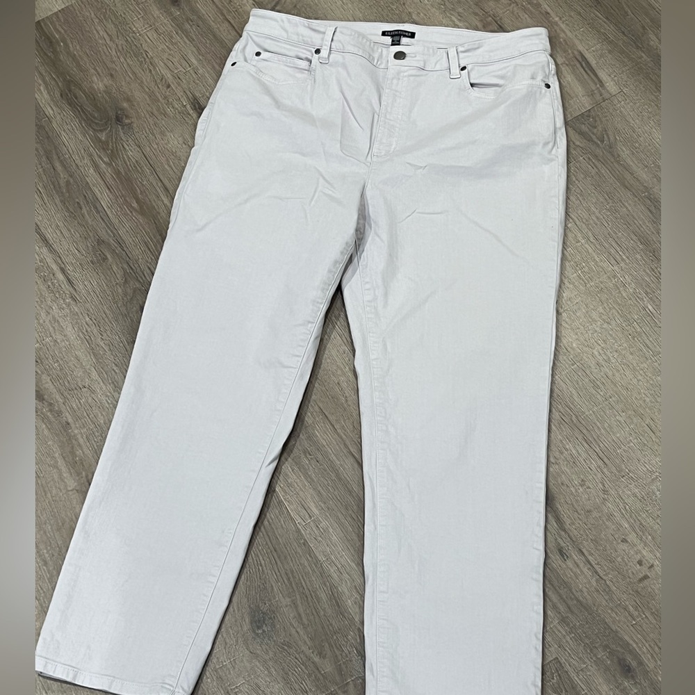 Women’s Eileen Fisher 16 Organic Cotton Stretch Teal Stone Classic Chino Pants - Picture 3 of 9
